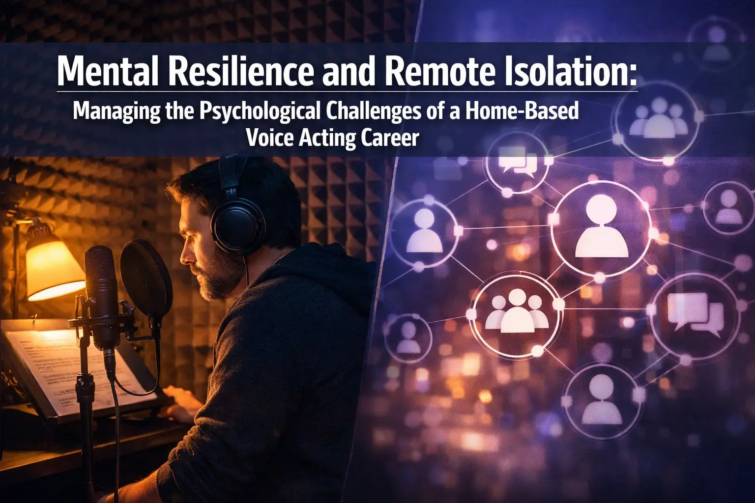 Professional landscape format (1536x1024) hero image featuring bold text overlay 'Mental Resilience and Remote Isolation: Managing the Psych